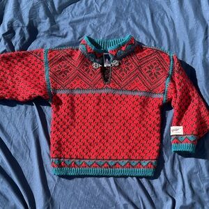 Dale of Norway kids Red and Teal Patterned Sweater